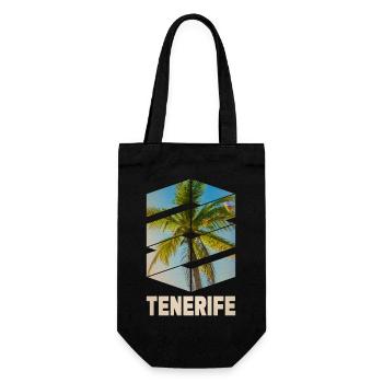 Teneriffa Tenerife Sommer Sonne Strand Meer Palmen - Geschenkbeutel für Flaschen - Schwarz - Vorne