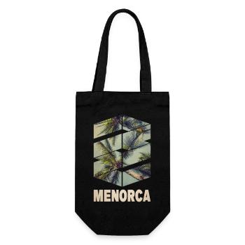 Menorca Spanien Sommer Sonne Strand Meer Palmen - Geschenkbeutel für Flaschen - Schwarz - Vorne
