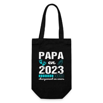 Papa en 2023 annonce naissance cadeau futur père - Sac à bouteille - noir - Devant