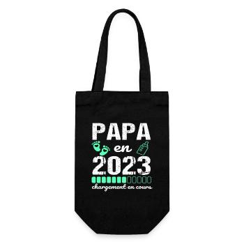 Papa en 2023 annonce naissance cadeau futur père - Sac à bouteille - noir - Devant