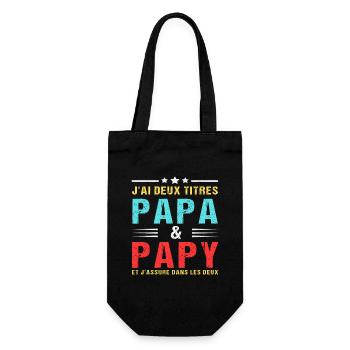J'ai deux titres papa et papy cadeau fête des père - Sac à bouteille - noir - Devant