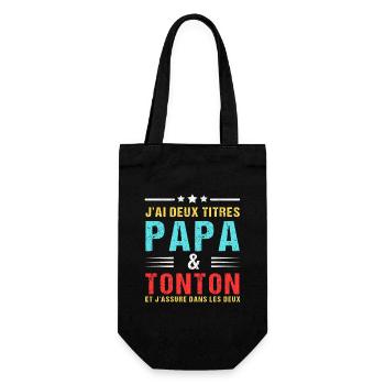 J'ai deux titres papa et tonton fête des pères - Sac à bouteille - noir - Devant