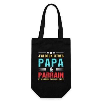 J'ai deux titres papa et parrain fête des pères - Sac à bouteille - noir - Devant
