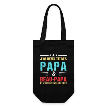 J'ai deux titres papa et beau-papa fête pères - Sac à bouteille - noir - Devant