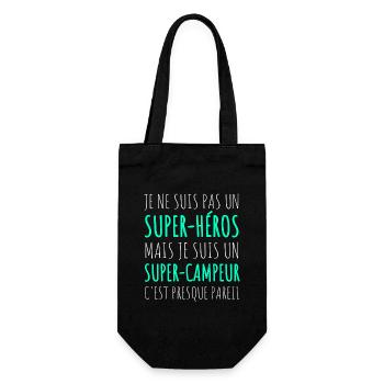 Super campeur super-héros humour camping cadeau - Sac à bouteille - noir - Devant