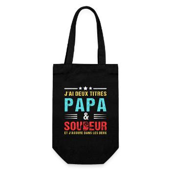 J' ai deux titres: papa et soudeur humour soudure - Sac à bouteille - noir - Devant