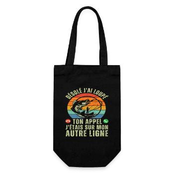 J' étais sur mon autre ligne humour pêche cadeau - Sac à bouteille - noir - Devant