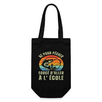 Né pour pêcher humour pêcheur enfant vintage rétro - Sac à bouteille - noir - Devant