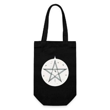 Magic pentagram with stars and moon - Gift Bag for Bottles - black - Front