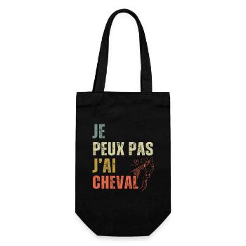 Je peux pas j' ai cheval humour équitation cadeau - Sac à bouteille - noir - Devant