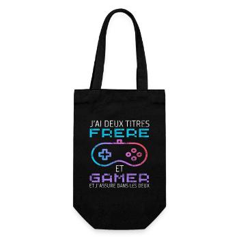 J' ai deux titres frère et gamer humour gaming - Sac à bouteille - noir - Devant