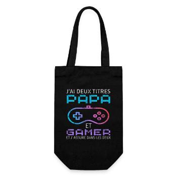 J' ai deux titres papa et gamer cadeau père gaming - Sac à bouteille - noir - Devant