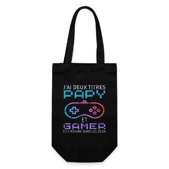 J' ai deux titres papy et gamer cadeau gaming - Sac à bouteille - noir - Devant