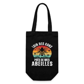 Loin des cons près de mes abeilles apiculteur - Sac à bouteille - noir - Devant