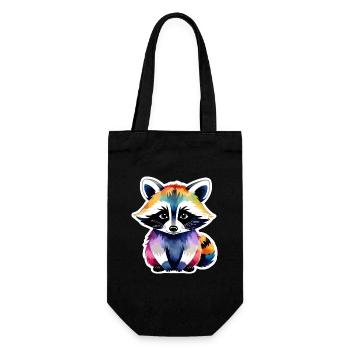 Illustration aquarelle de raton laveur - Sac à bouteille - noir - Devant