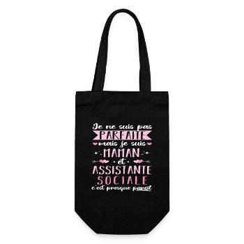 Je suis maman et assistante sociale fête des mères - Sac à bouteille - noir - Devant
