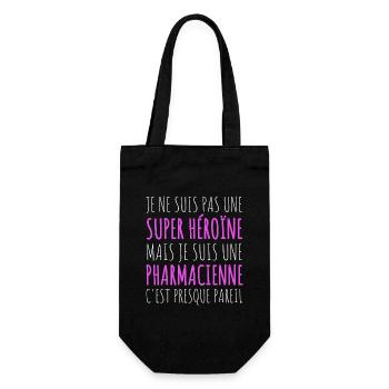 Pharmacienne super héroïne humour cadeau - Sac à bouteille - noir - Devant