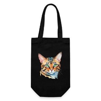 Bengalkatze Wasserfarben - Geschenkbeutel für Flaschen - Schwarz - Vorne