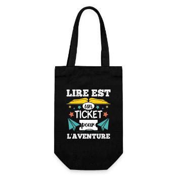 Lire est un ticket pour l' aventure cadeau livre - Sac à bouteille - noir - Devant