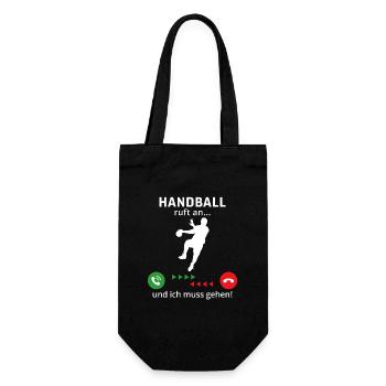 handball ruft an und ich muss gehen - Geschenkbeutel für Flaschen - Schwarz - Vorne