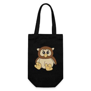 Kleine süße Eule - Geschenkbeutel für Flaschen - Schwarz - Vorne