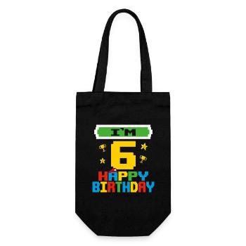 Sechs 6 Jahre 6. Geburtstag Alles Gute zum Geburtstag 6 Jahre alt - Geschenkbeutel für Flaschen - Schwarz - Vorne