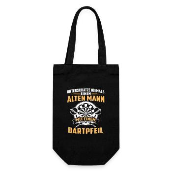 Alten mann mit einem dartpfeil - Geschenkbeutel für Flaschen - Schwarz - Vorne