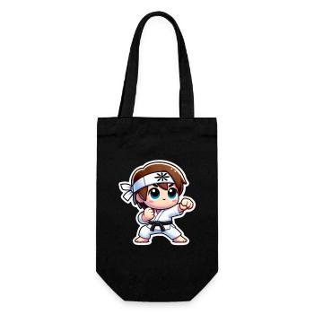 Kriegerkind mit Karate-Outfit - Geschenkbeutel für Flaschen - Schwarz - Vorne