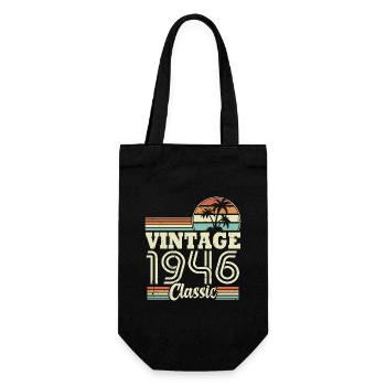 Vintage 1946 Classic, Cadeau D'anniversaire 77 Ans - Sac à bouteille - noir - Devant
