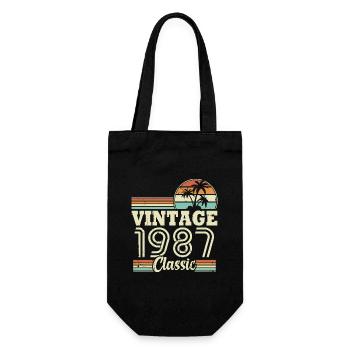 Vintage 1987 Classic, birthday gift 36 years - Gift Bag for Bottles - black - Front