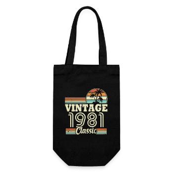 Vintage 1981 Classic, birthday gift 42 years - Gift Bag for Bottles - black - Front