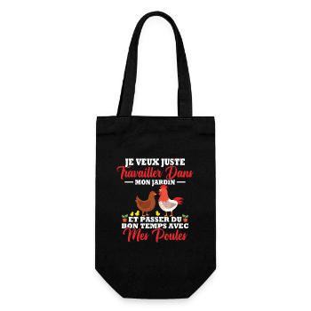 Jardin Poules Jardinier Humour Cadeau poulet - Sac à bouteille - noir - Devant