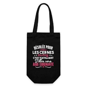 Désolée c'est fatiguant d'être une aide soignante - Sac à bouteille - noir - Devant