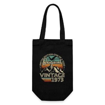 Original 1973 Vintage Geburtstagsgeschenk 50 Jahre - Geschenkbeutel für Flaschen - Schwarz - Vorne