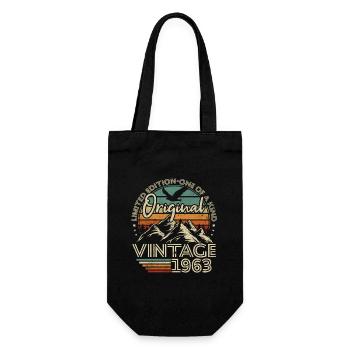 Original 1963 Vintage Geburtstagsgeschenk 60 Jahre - Geschenkbeutel für Flaschen - Schwarz - Vorne