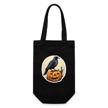 Halloween Rabenkrähe auf Kürbis - Geschenkbeutel für Flaschen - Schwarz - Vorne