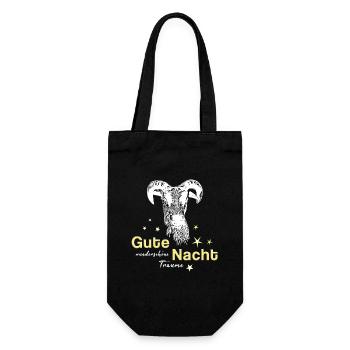 Schaf Schafbock gute Nacht - Geschenkbeutel für Flaschen - Schwarz - Vorne