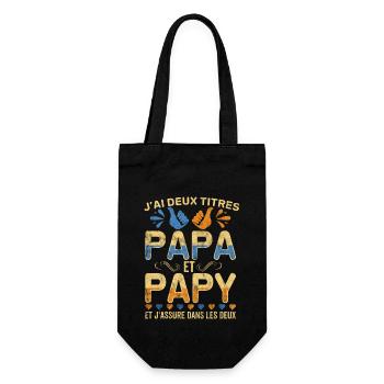 J'ai deux titres Papa et Papy Fête Des Pères Papy - Sac à bouteille - noir - Devant
