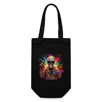 Cooler Skull Totenkopf für deinen coolen Look - Geschenkbeutel für Flaschen - Schwarz - Vorne
