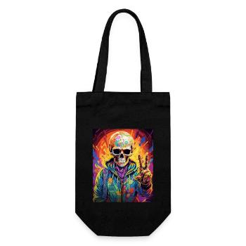 Cooler Skull Totenkopf für deinen coolen Look - Geschenkbeutel für Flaschen - Schwarz - Vorne