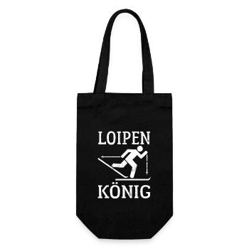 Loipen König Ski Langlauf, Wintersport, Skiurlaub - Geschenkbeutel für Flaschen - Schwarz - Vorne