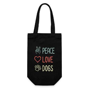 Peace Love Dogs - Dog Lover - Saying - Gift Bag for Bottles - black - Front