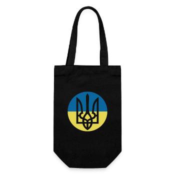 Ukraine Hilfe - Frieden für die Ukraine - Dreizack - Geschenkbeutel für Flaschen - Schwarz - Vorne