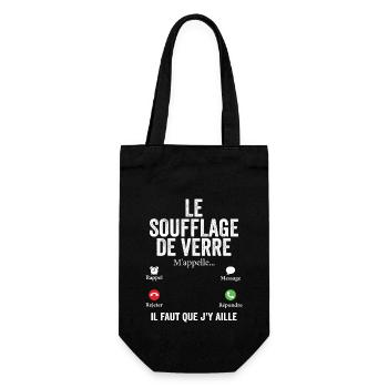 Glasbläserei nennt mich Humorgebläse - Geschenkbeutel für Flaschen - Schwarz - Vorne