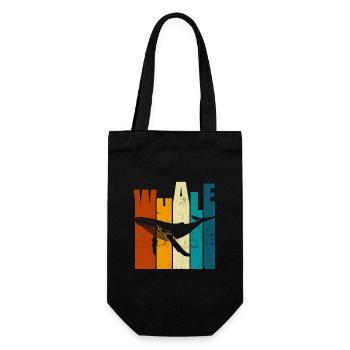 Whale - Humpback Whale - Retro - Gift - Gift Bag for Bottles - black - Front