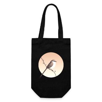 Kleiner Vogel auf Zweig - Geschenkbeutel für Flaschen - Schwarz - Vorne