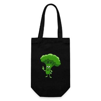 Brokkoli, Gemüse, vegetarisch, vegan - Geschenkbeutel für Flaschen - Schwarz - Vorne