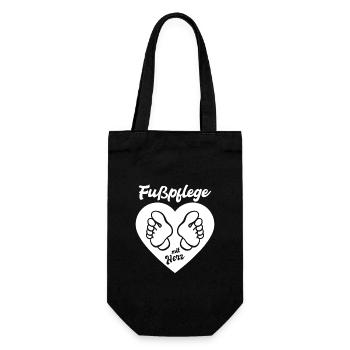 Füße - Fußpflege mit Herz - Podologin - Spruch - Geschenkbeutel für Flaschen - Schwarz - Vorne