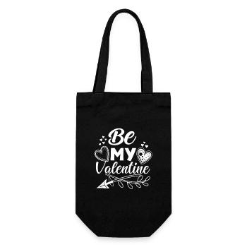 Be my Valentine - Valentine's Day Gift - Gift Bag for Bottles - black - Front