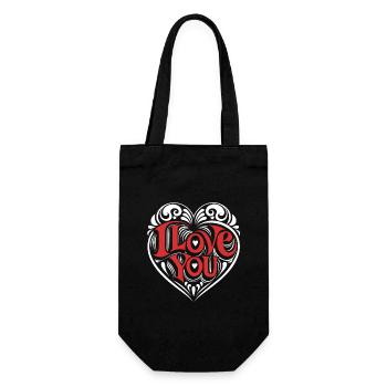 I love You - Valentine' Day - Love - Gift - Gift Bag for Bottles - black - Front